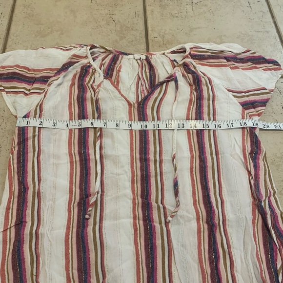 💛 Maurice Striped Ruffle Sleeve Blouse | Pink Blue Gold White | Women's XL - Picture 6 of 8